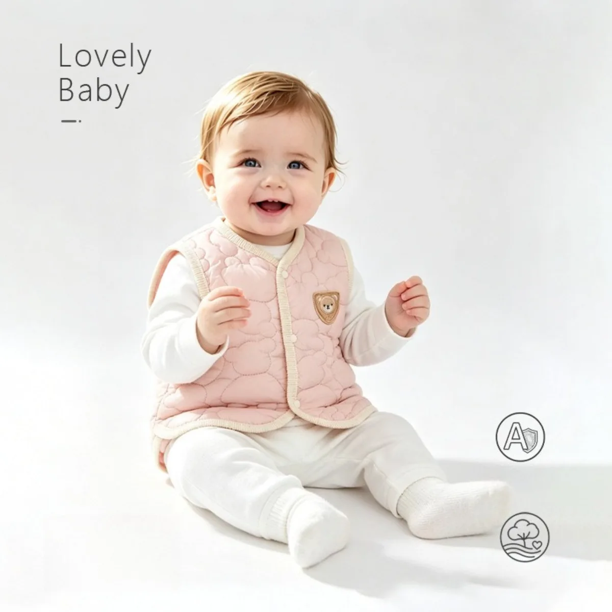 Soft Quilted Baby Vest Cotton Padded Waistcoat Warm Sleeveless Top Clothes for Infant Toddler 6-24M Fall Winter Cute Bear Patch