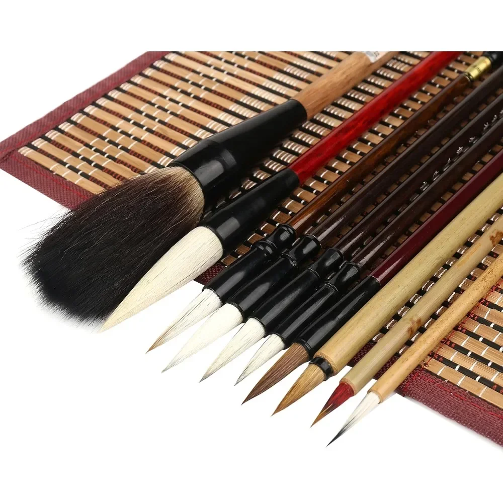 

Brush set, Painting brush, Painting brush with roll bamboo pen holder, beginner watercolor art brush