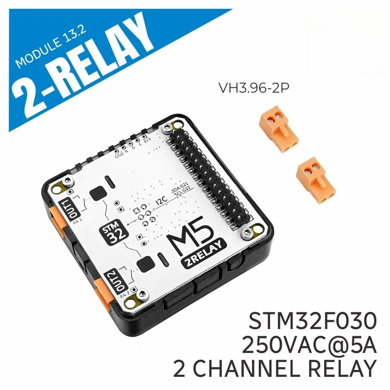 Official M5Stack 2Relay 13.2 Dual-Channel AC Relay Module STM32F030 I2C