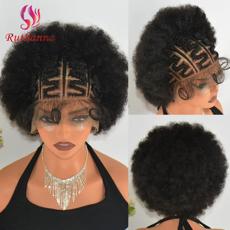 

Афро кудрявые 13x 6 кружевные передние плетеные парики синтетический короткий кудрявый парик для женщин 250% плотность взрывоопасная голова Детский парик из волос