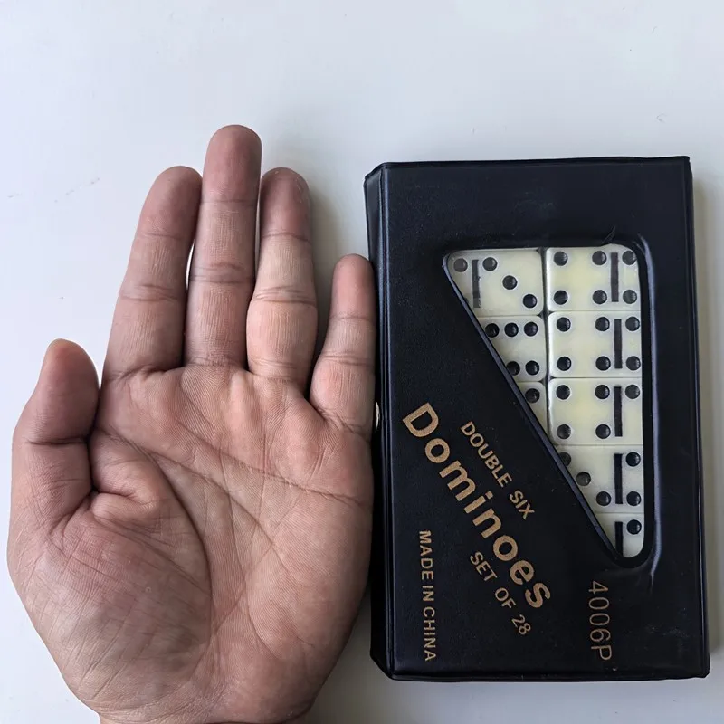 28 peças xadrez de cartão de dominó, brinquedos de jogo de tabuleiro com caixa de armazenamento de pvc, dia de ação de graças, presente de natal, presente de halloween