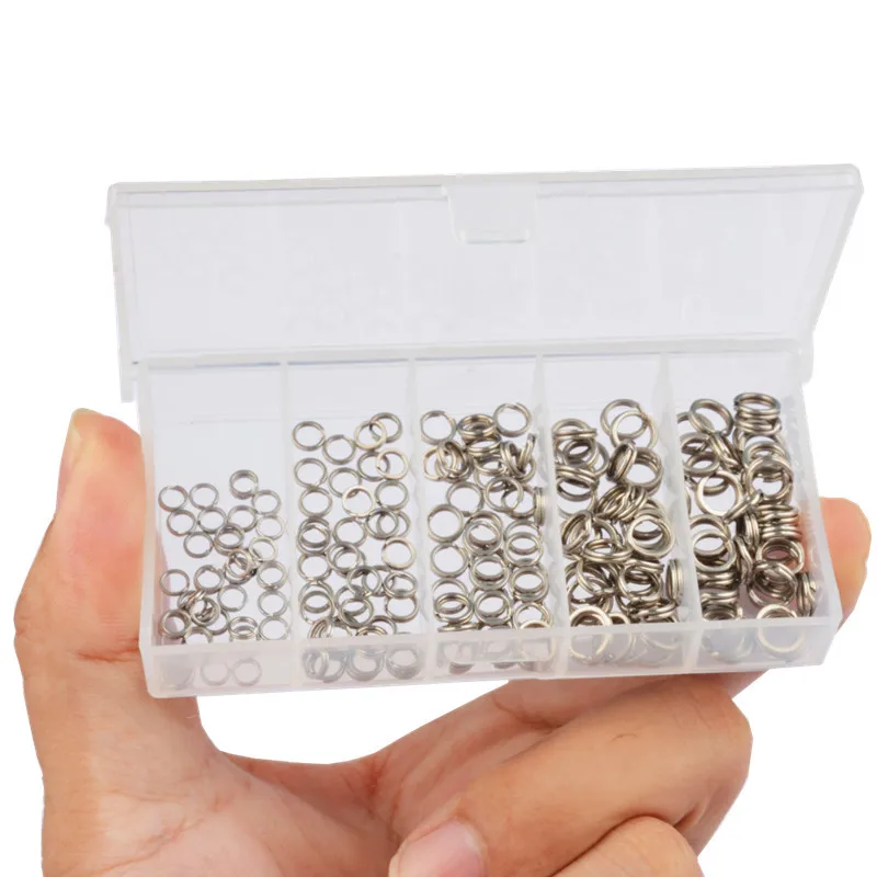 250Pcs 5 Sizes High Strength Large Tensile Force Fishing Loop Fishing Stainless Steel Split Rings Fishing Lure Connector view 5