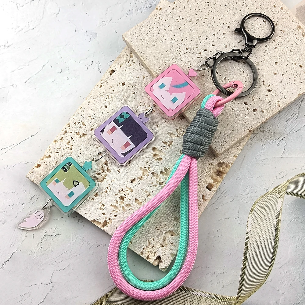 ZZZ Zenless Zone Zero Key Chain, Wuthering Angels Cute Acrylic Charms Keyring with Braided Lanyard Game Peripheral Ornament Gift