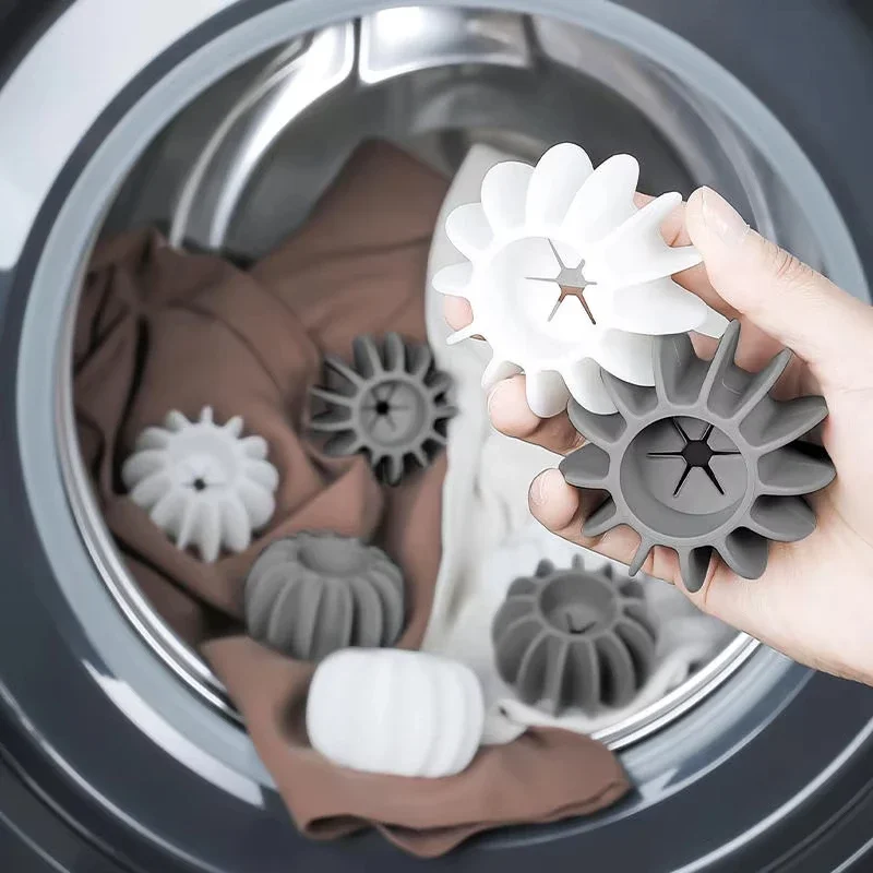 

12 Pack Reusable Laundry Balls Grey White Silicone Non Electric for Washer Dryer Deep Cleaning Anti Clothes Organizer Set