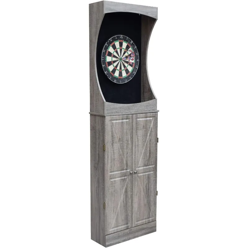 Westwood Free-Standing Set-Includes 18, Steel-Tip Home Bars Dartboard Cabinet, Driftwood，home.