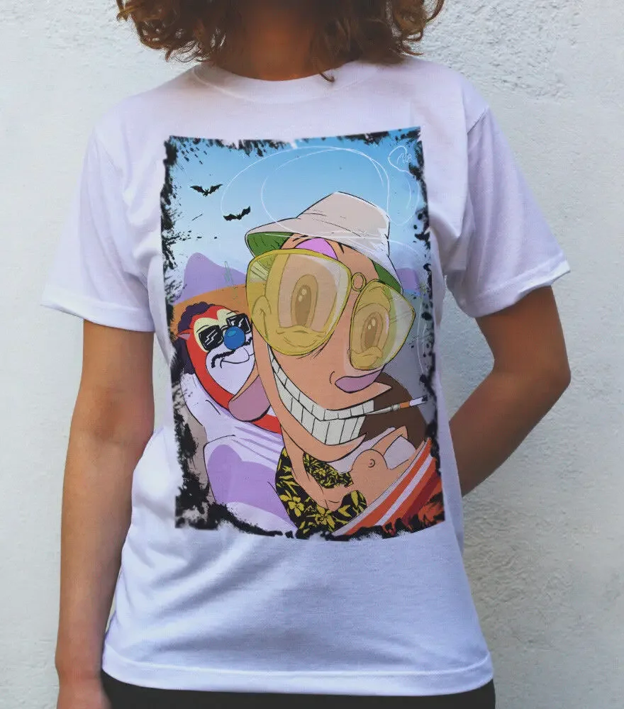 Fear and Loathing in Las Vegas T shirt Artwork, Ren and Stimpy version Y2K tops Unisex Summer Short Sleeve