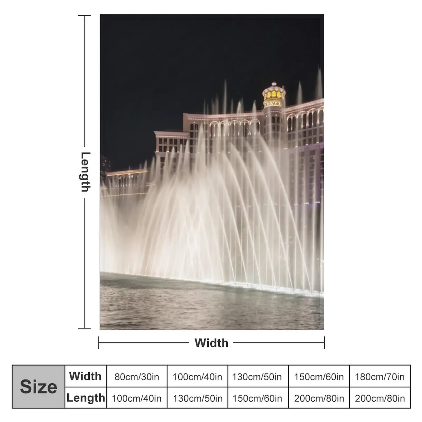 Splendiferous Las Vegas Fountains - Bellagio Behind a Curtain of Water Throw Blanket wednesday Personalized Gift Blankets