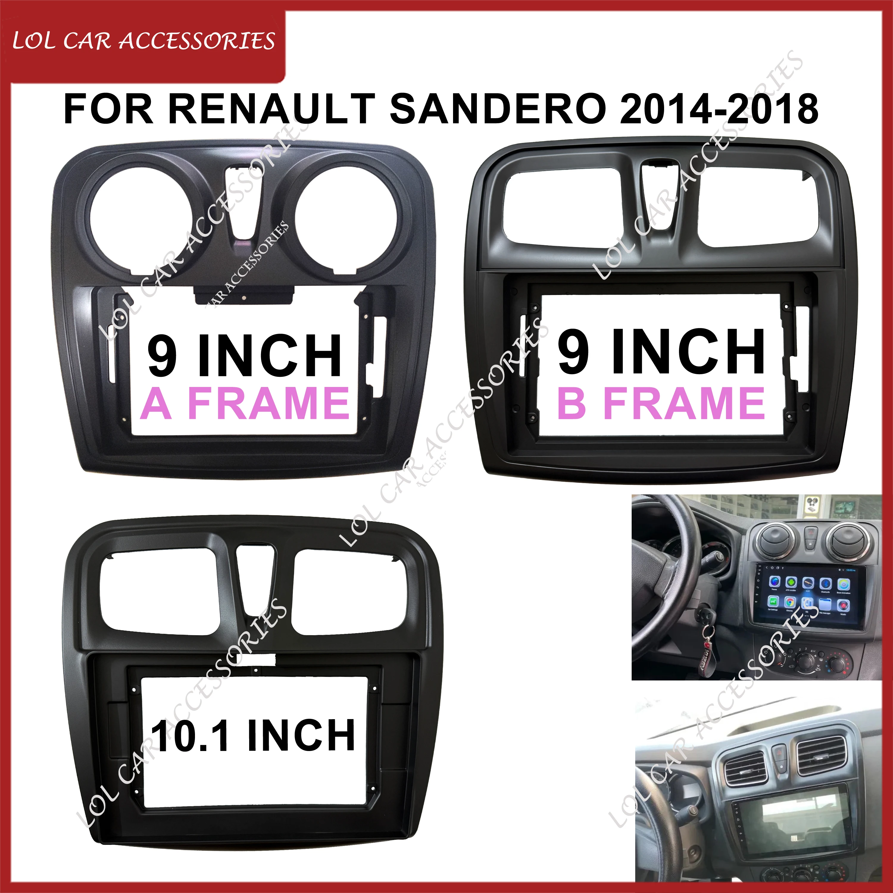 9 / 10 Inch Car Radio Fascias Frame For Renault Sandero 2014-2018 Stereo GPS MP5 Android Player 2 Din Head Unit Dash Panel Cover