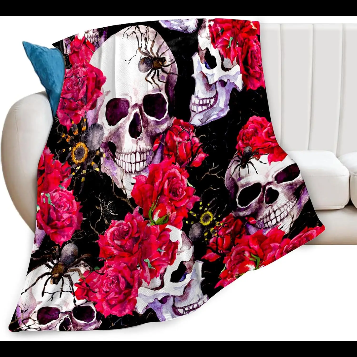 

Готическое одеяло с черепом, мягкий теплый фланелевой флис для дивана-кровати, взрослых и детей, домашний декор x дюйма