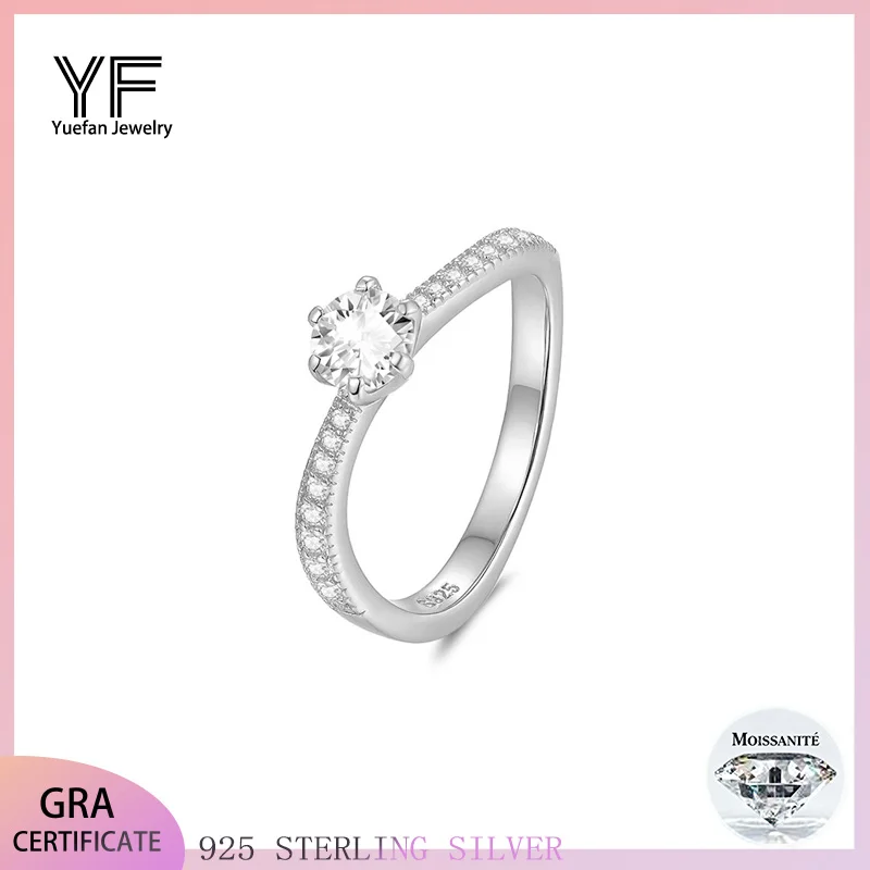 

Moissanite Rings Gold Plated Woman 925 Sterling Silver Ring Romantic Classic Anniversary Engagement Wedding Gift