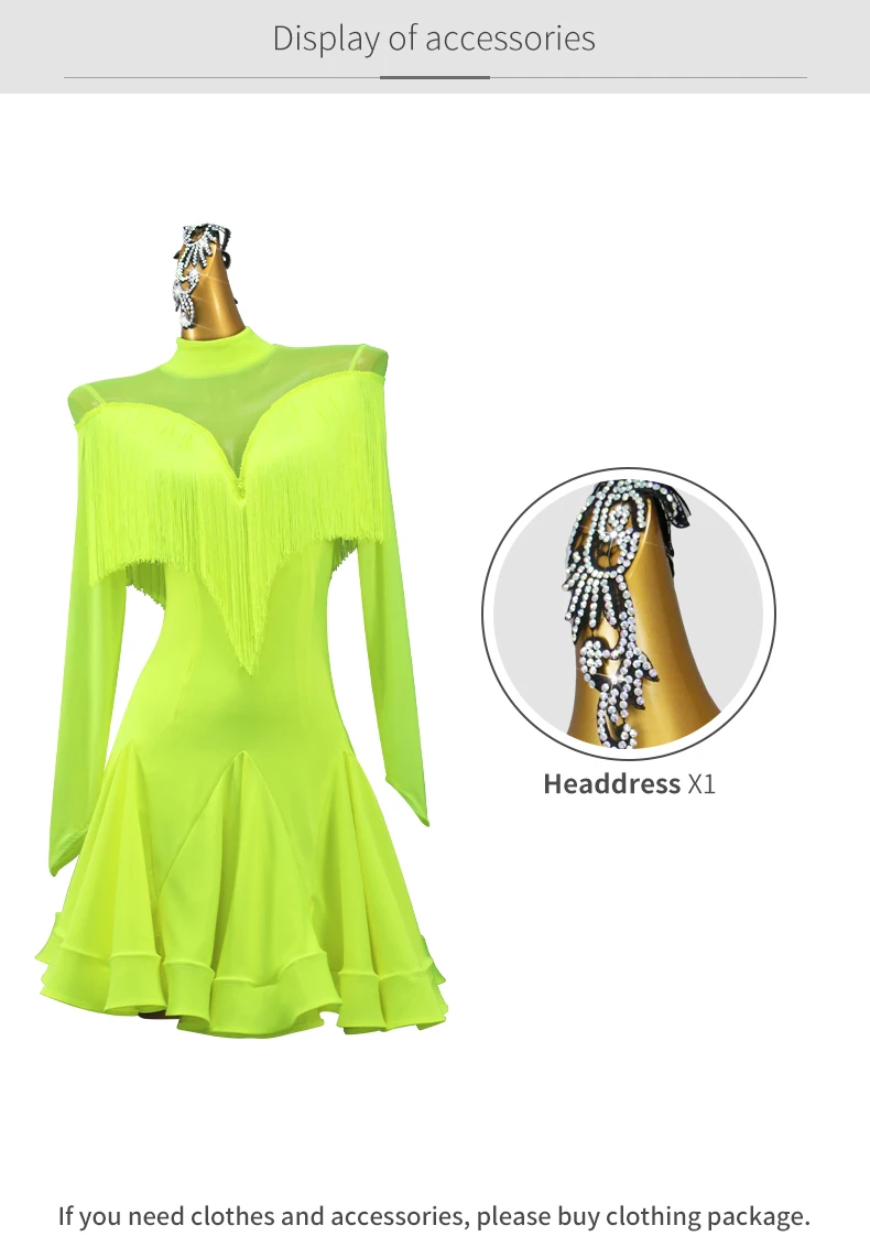 Erwachsenen-Latin-Tanzkleid Damen-Röcke Bühnenbekleidung Mädchen Elegante Party-Tanzkleidung 2026 Sportkostüm Abendkleid mit Fransen – Detail 5
