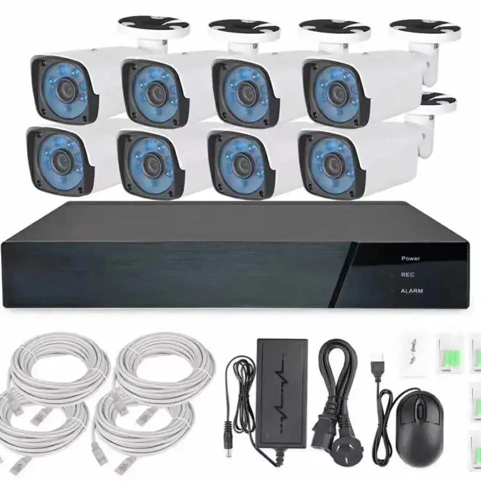 AI 8CH POE NVR Kit 8pc IP Camera 5M 8MP 4K Color Night Vision Audio Record Outdoor Security Motion Detect Wired CCTV System Set