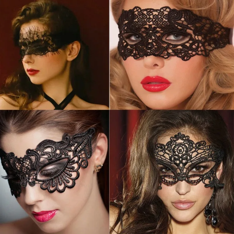 Maschera di pizzo romantico femminile mezza faccia Prom Party Sexy maschera per gli occhi neri puntelli di Halloween maschere per adulti principessa nuovo Y2k