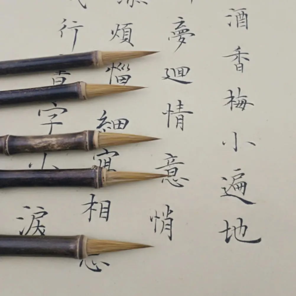 Premium Wolf Hair Calligraphy Brush Chinese Writing Brush with Bamboo Handle Excellent Water Absorption Control for Ink