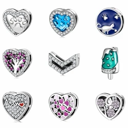 2024 Hot Sale 925 Sterling Silver Heart Shape Clip Charms Beads Fit Original Reflexions Bracelet Charms Fine Jewelry Making