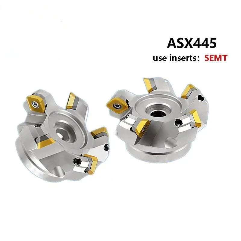 

45 Degree Milling Cutter Head CNC ASX445 ASX 445 050A04R 063A05R 080A06R 100C07R 50 63 80 100 4T 5T Carbide Inserts SEMT