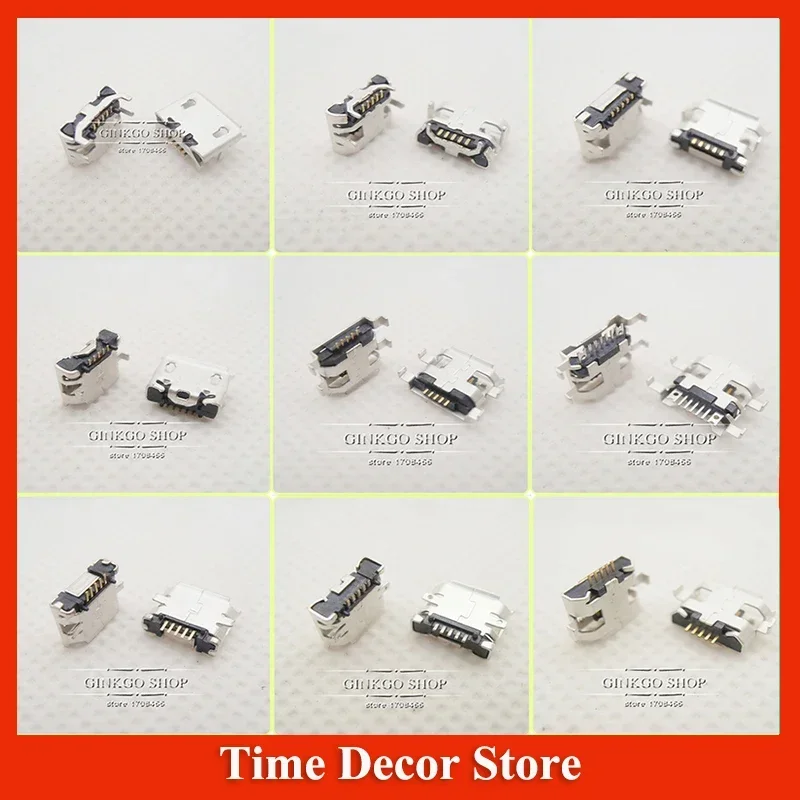 

10Models,500pcs Micro USB 5Pin Jack Tail Sockect, Micro Usb Connector Port Sockect for Samsung Lenovo Huawei ZTE HTC Ect