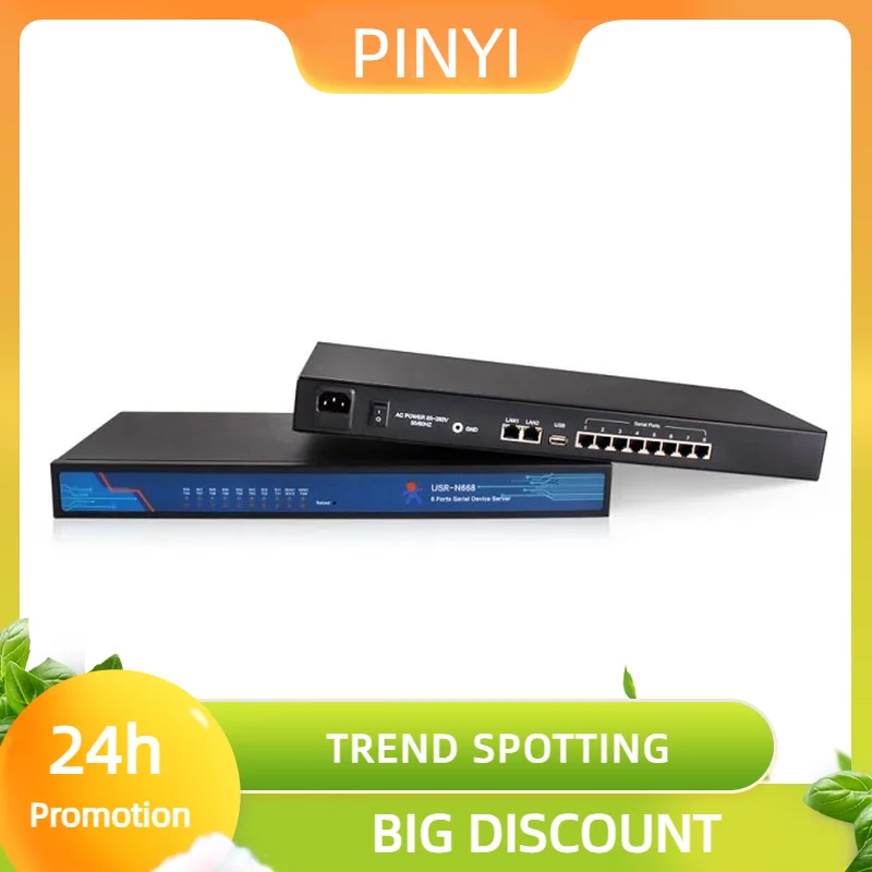تعزيز الصناعية 8 منافذ المنفذ التسلسلي RS232 RS422 RS485 إلى خادم محول إيثرنت USR-N668 IOT جهاز دعم Modbus