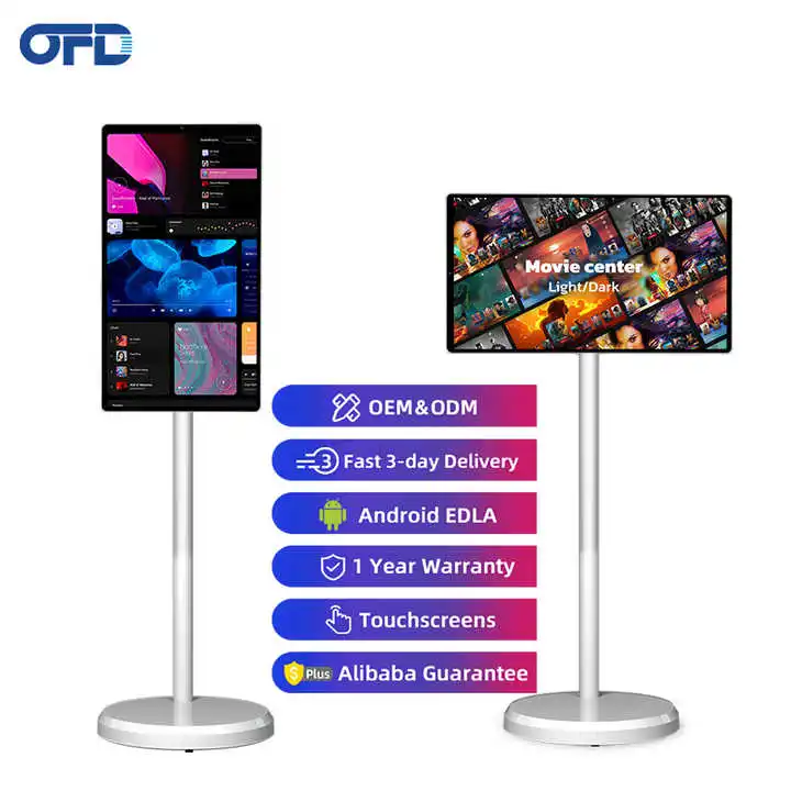 

23.8 Inch Interactive Smart Display Screen Built In Speaker Portable Tv 1080P Gaming Monitor Android 12 Smart Tv On Wheels.