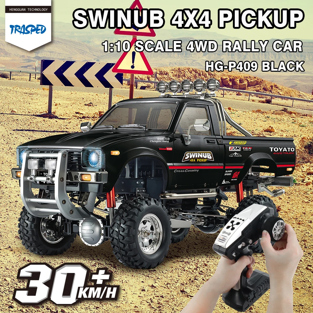 Factory Direct Sales Kids Electric Remote Control RC Car HG-P409-Black-3 1/10 2.4G Four-wheel Drive Pickup Truck