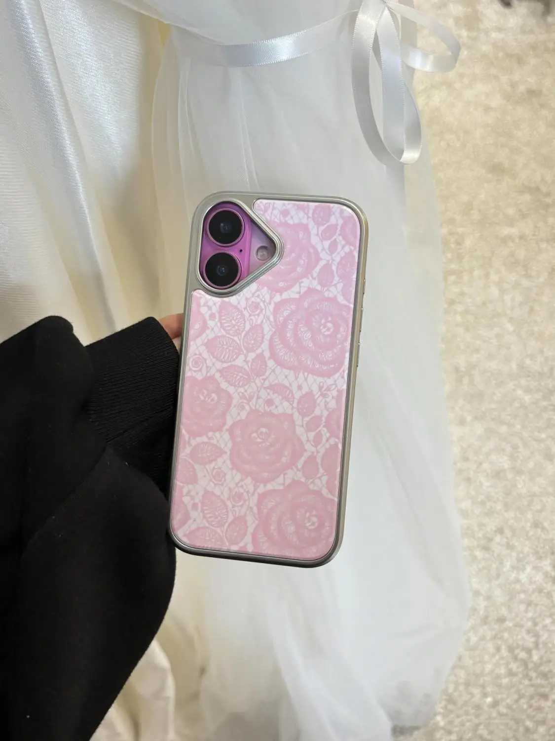 Summer Personalized Pink Lace Rose Ins Phone Case For Samsung Galaxy S23 S24 S25 S26 PLUS ULTRA FE EDGE Resin Casting Y2K