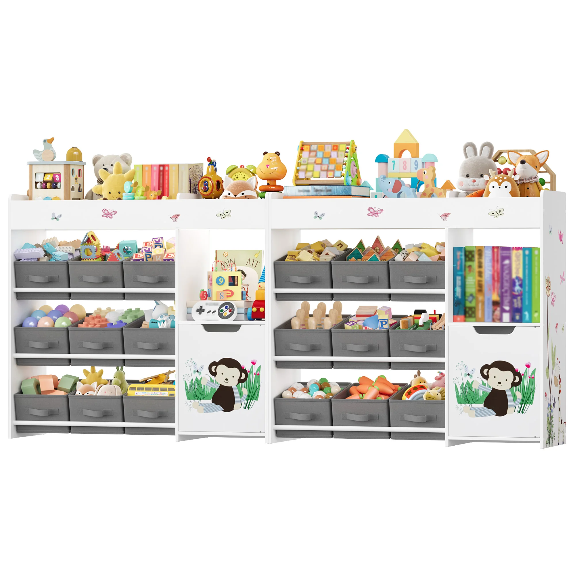 Children's shelf with 9 boxing, shelf for the children's room with a bookshelf, toy shelf for the children's room image 3