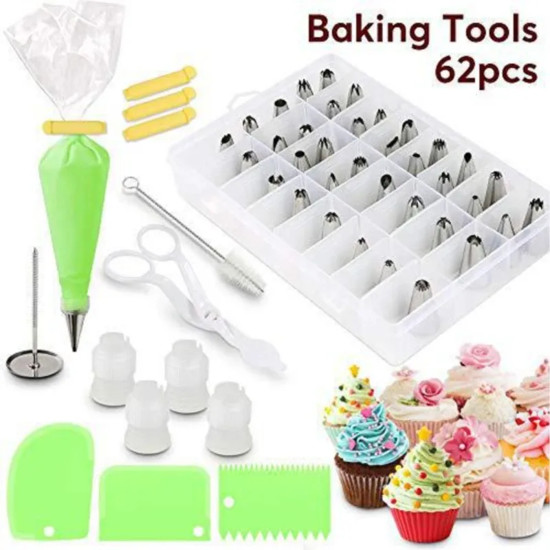 

62pcs Numbered Piping Tip Set Cream Piping Tip Piping Bag Piping Nails Cake Decoration Accessories Pastry Stencil Kitchen Tools