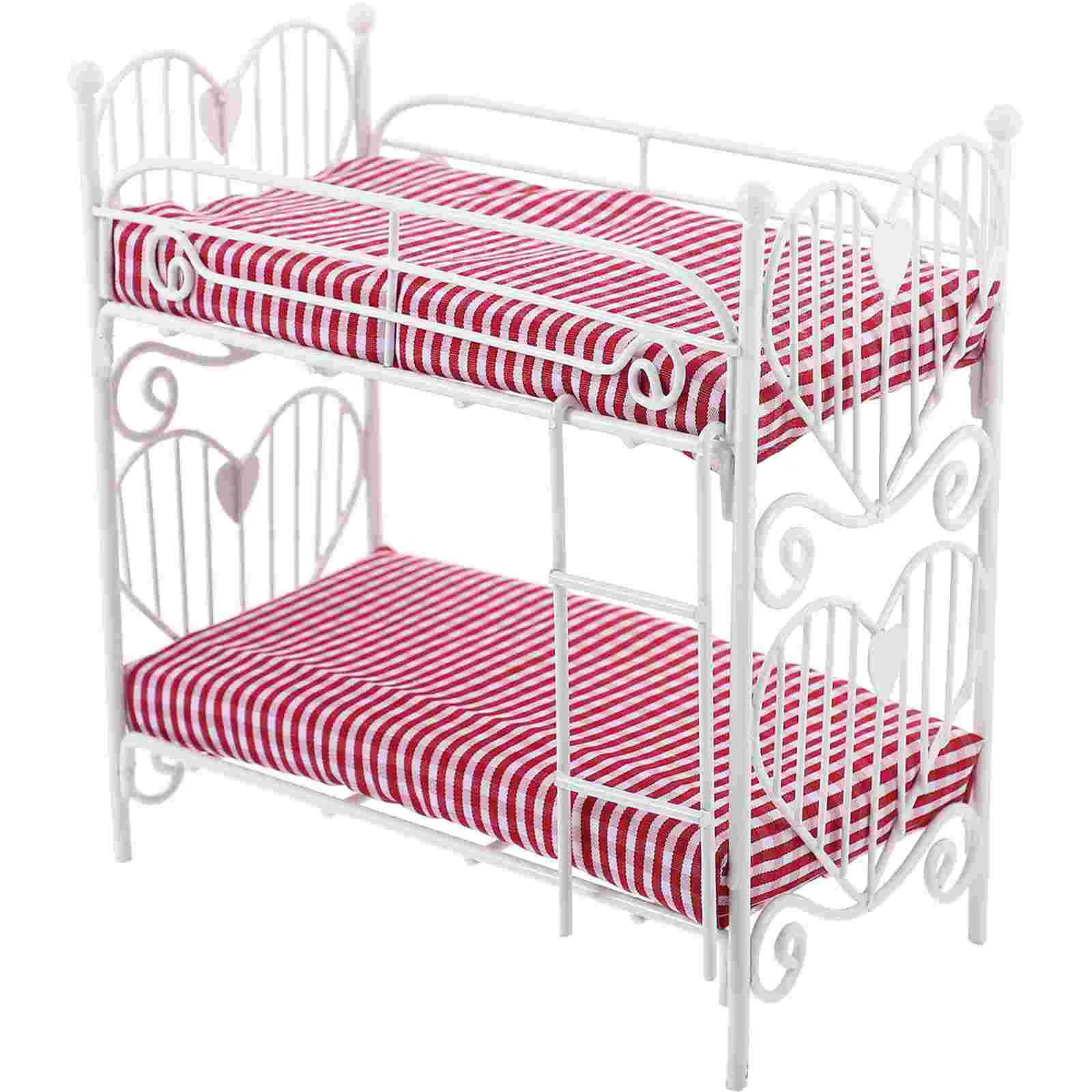 

Dollhouse Bunk Bed Bedroom Mini Prop Model Miniatures Toys Beds Cradle Crib Furniture Cloth Baby