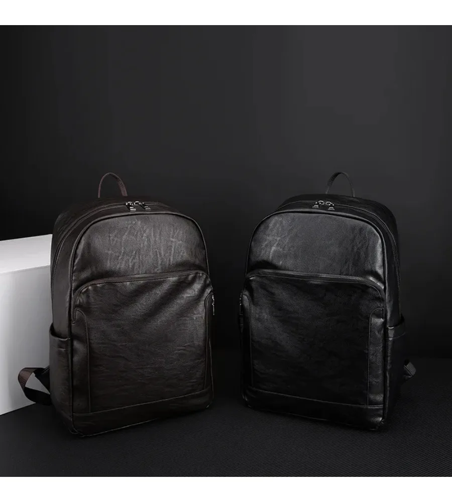 Spacious Vintage Leather Backpack Roomy Casual Laptop Bag for Travel and Daily Use