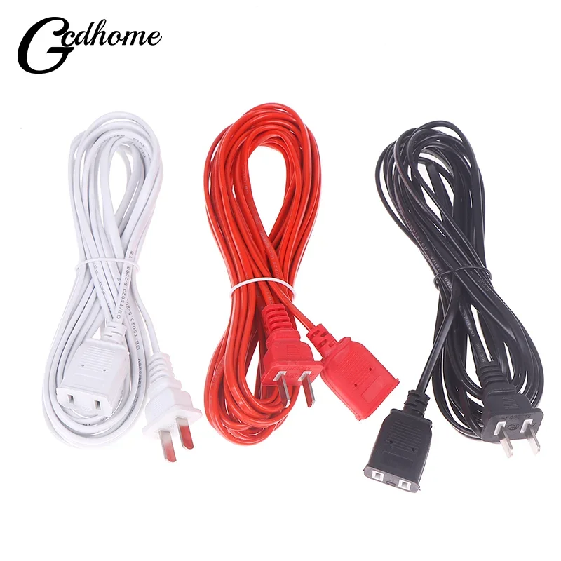 AC Power Cord White Black Red Line With ON/OFF Switch Button Cables Wire Two-pin Plug Cable Extension Cords Adapter