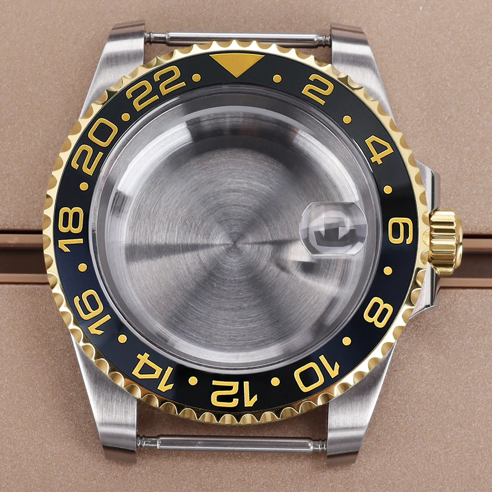 

40mm Silvery Watch Case Sapphire Glass For GMT NH35 NH36 NH38/34 Miyota 8215 ETA 2824 Movt 316L Steel Design Brushed Repair Part