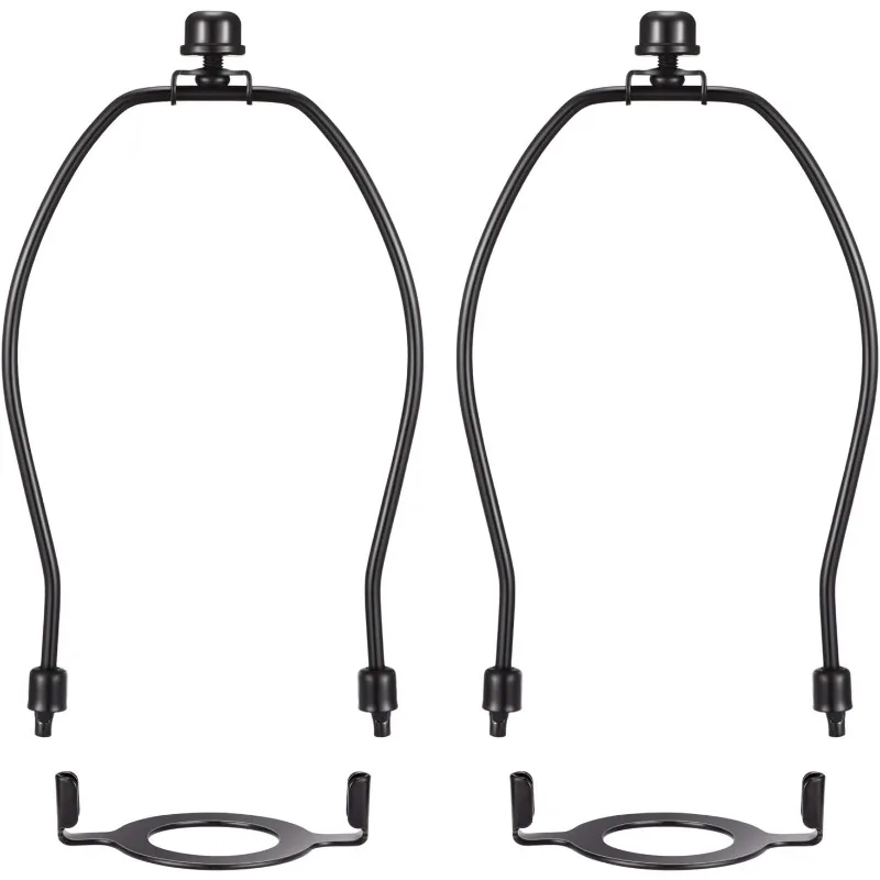

Canomo 2 Packs Lamp Harps Lamp Shade Holder 8 Inch with E26 UNO Light Base and Lamp Finial for Table and Floor Lamps, Black