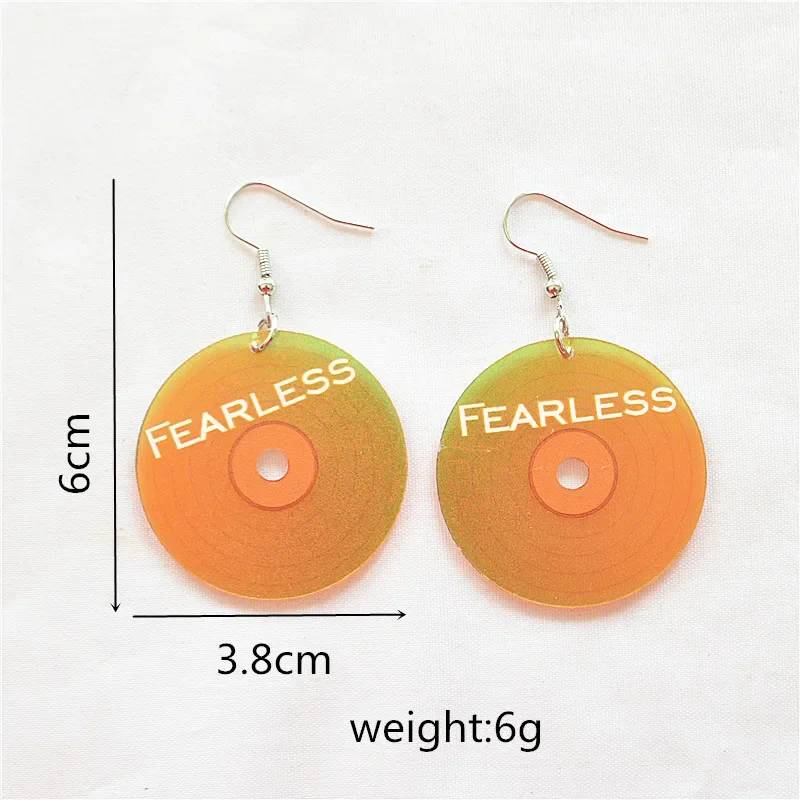 Y2k Record Album Acrylic Earrings for Girl Circular Transparent Laser 