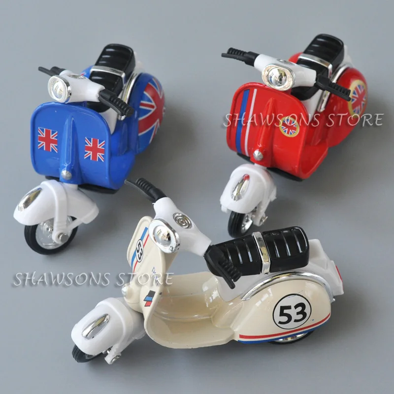 1:18 Scale Diecast Motorcycle Model Toys Scooter Vespa Pull Back Miniature Replica For Kids