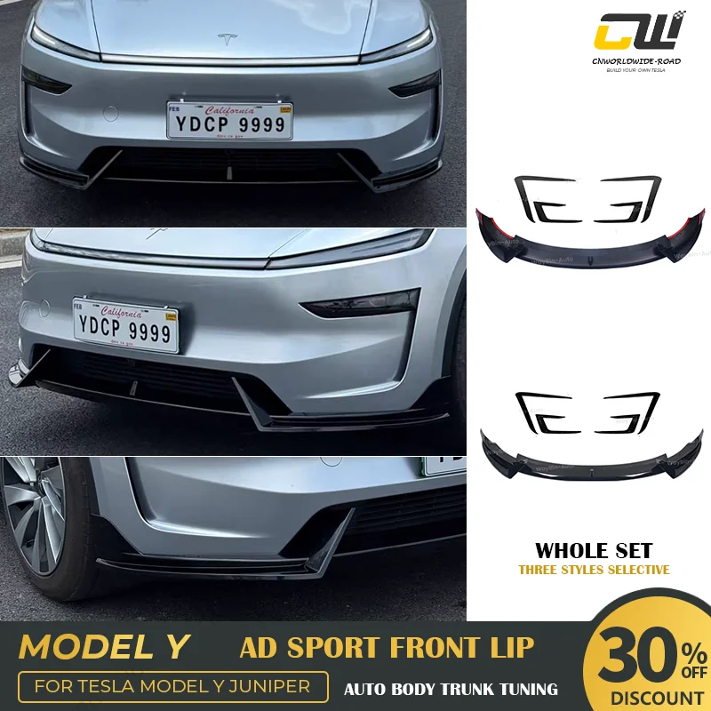 

AD Front Bumper Lip For Tesla Model Y Juniper 2025 2026 Wind Blade Air Spoiler ABS Sport Body Kits Model Y Juniper Accessories