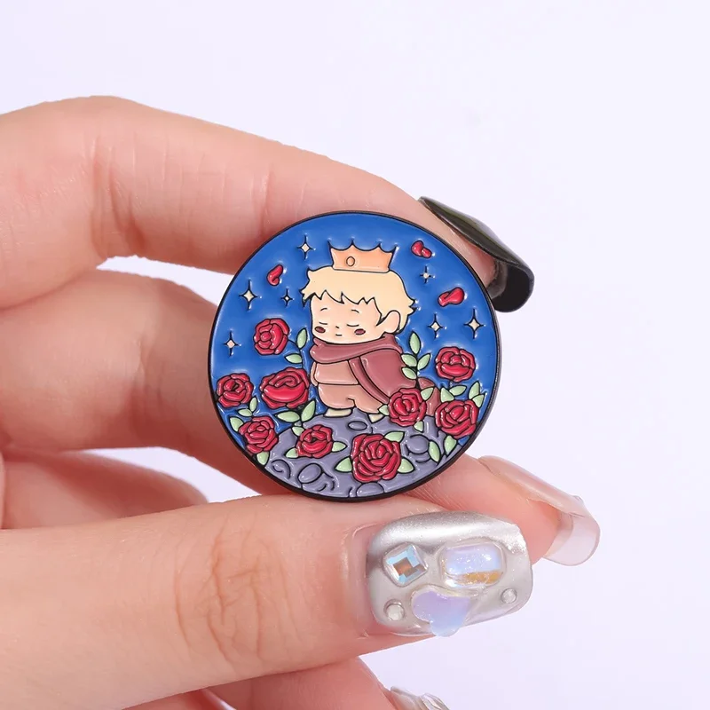 Picture 6: Children's Literature Short Storie Enamel Pin Planet Adventure Boy Rose Healing Series Film Brooch Lapel Badge Wholesale Gift