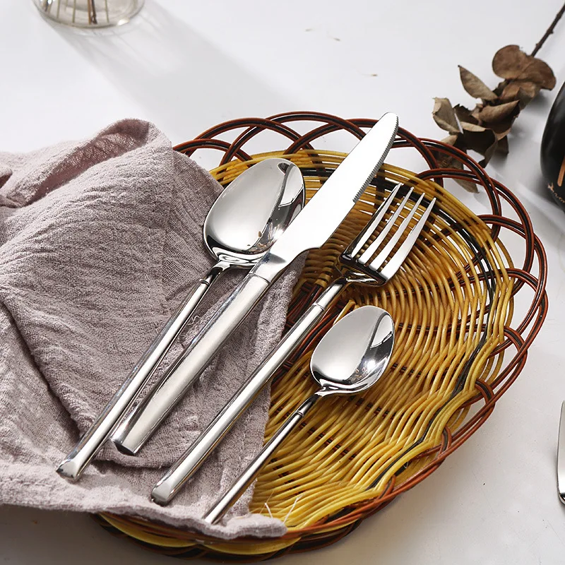 304 stainless steel Gold Cutlery Set Vintage Western Dinnerware Luxury Tableware Engraving Forks Knive Spoons Sliverware