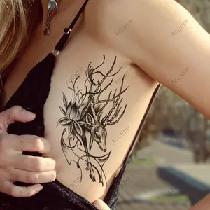 Waterproof Temporary Tattoo Sticker Lotus Flower Deer Snake Whale Fox Arm Back Body Art Flash Tatoo Fake Tatto for Woman Men
