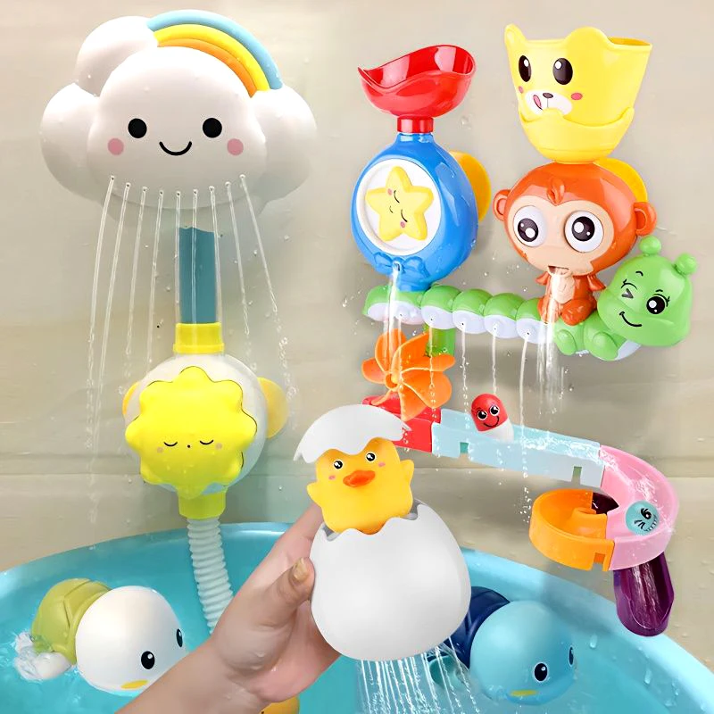 Baby Water Toys Wall Suction Cup Marble Race Run Track Baby Bath Tub Water Spray Bathroom Bathing Shower Toys for Children