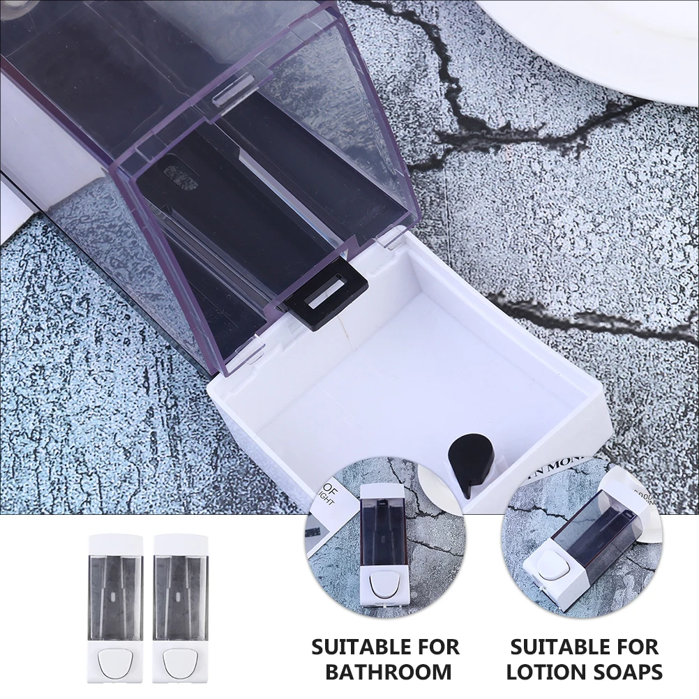 

2Pcs SoapDispenser Bathroom LotionPress Bottle Container ABS WallMounted Reusable ShowerGelBox