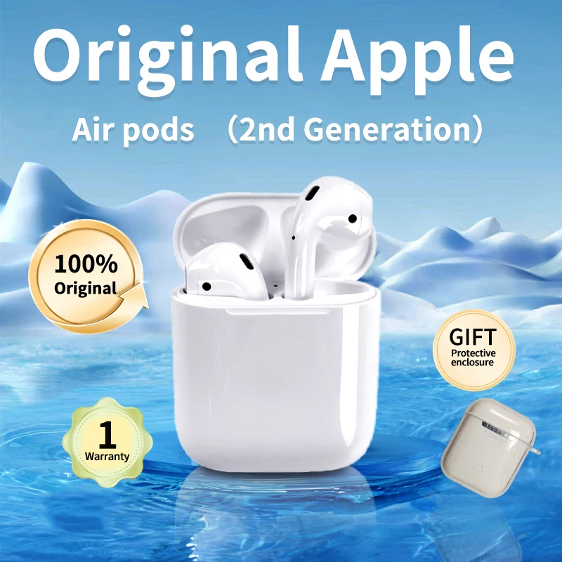 Оригинальные беспроводные наушники Apple Air Pods 2 (2-го поколения), наушники Bluetooth с подсветкой и зарядкой