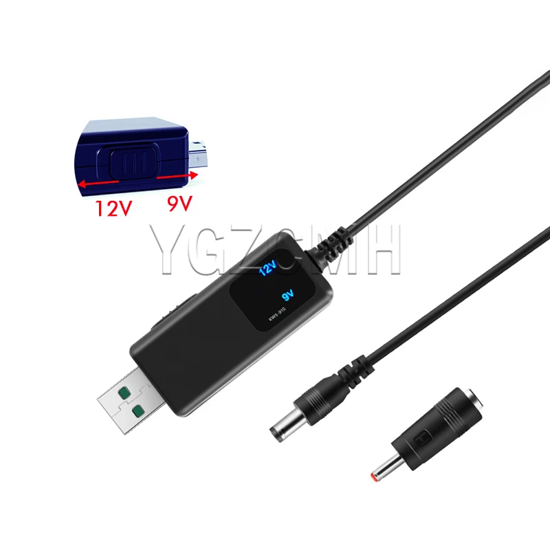 USB Booster Adjustable Voltage 5V To 9V 12V Power Bank Boost Converter Cable Router Connector With Transmission Line 1 With 2