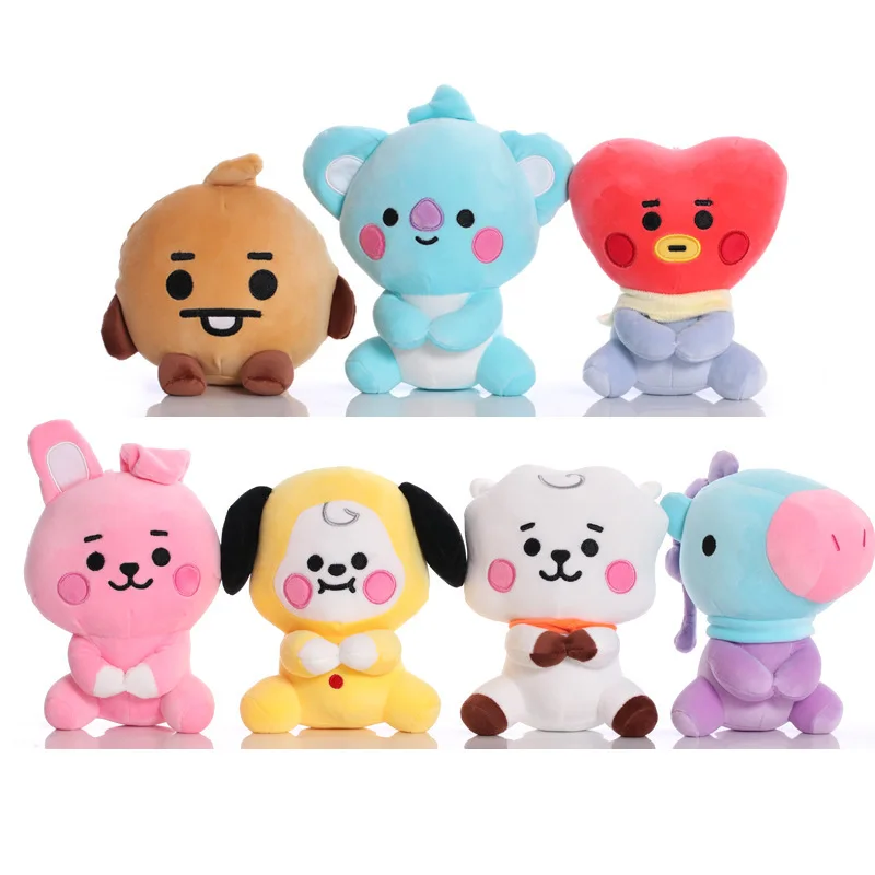 B-T-21 Plush Toys Kawaii Mini Keychain Anime Bag Pendant Ornament for Kids  Bt21 Peripherals Soft Stuffed Animals Doll Gift