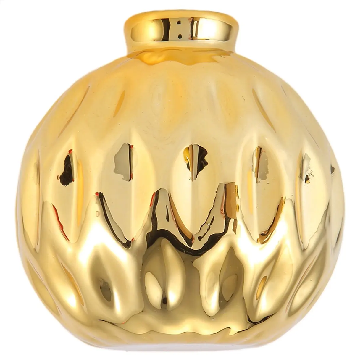 REST Ceramic Small Vase Small Flower Embossed Fish Lip Pattern Crafts Home Decorations (Gold)