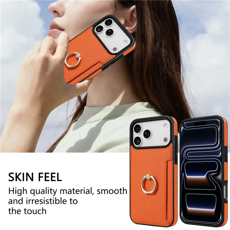 حافظة لهاتف آيفون 17 11 12 13 14 15 16 Pro Max Air Luxury فتحات للبطاقات غطاء بمسند