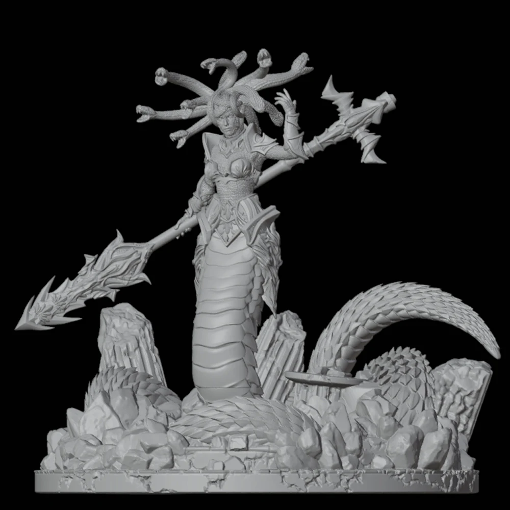 1/24 75Cm Basilisk Grey Resin Figurine Toy Unpainted GK Doll Unassembled 3D Printing Assembly Miniature Reduction Statue Toys