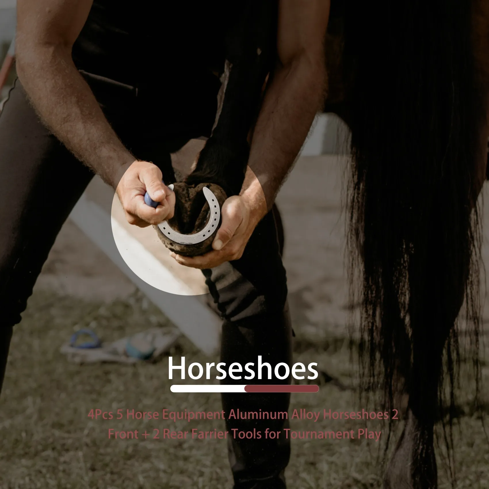 

B06C-4Pcs Horse Equipment Aluminum Alloy Horseshoes 2 Front + 2 Rear Farrier Tools For Tournament Play