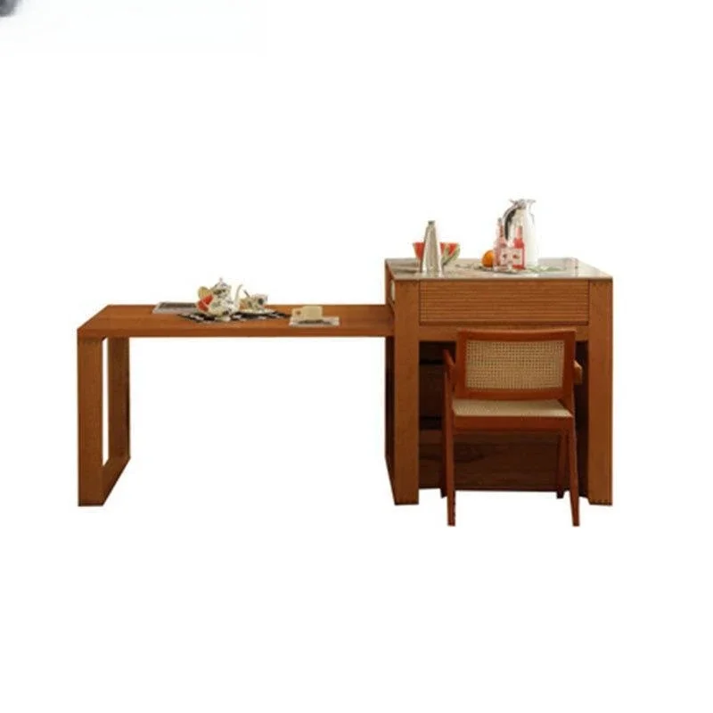 

Solid wood rock slab restaurant bar, dining table integrated open kitchen tea cabinet cooking