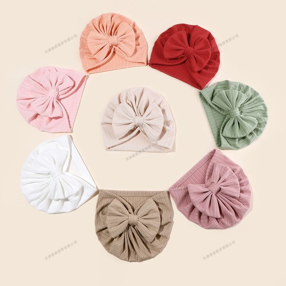 

Детская шапка-тюрбан с большим бантом, хлопковая шапочка для новорожденных девочек, мягкая эластичная повязка на голову для младенцев, подарок для фотосъемки малышей, мода