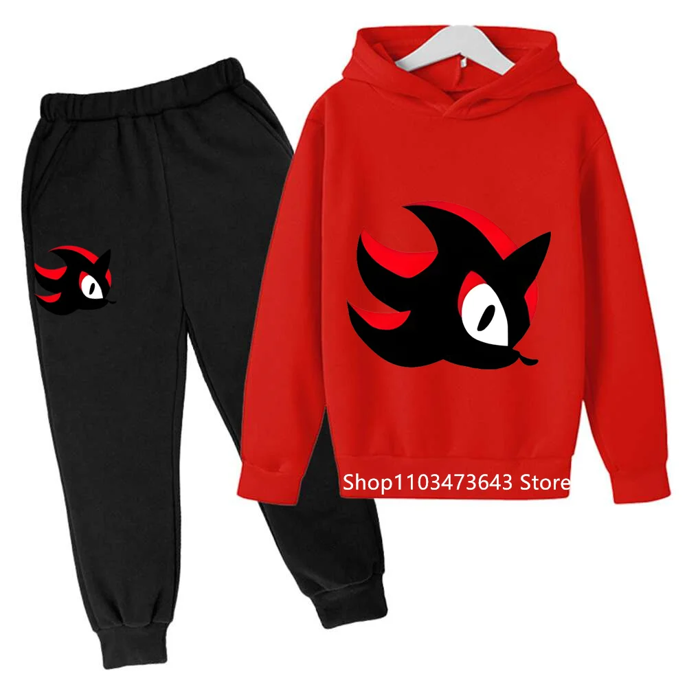 Sonics sweat à capuche pour enfants pantalon costume mode Anime sweats à capuche garçon lettre sweats décontracté impression dessin animé survêtement pulls